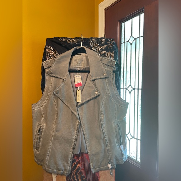Max Studio Jackets & Blazers - Faux Leather Distressed Vest